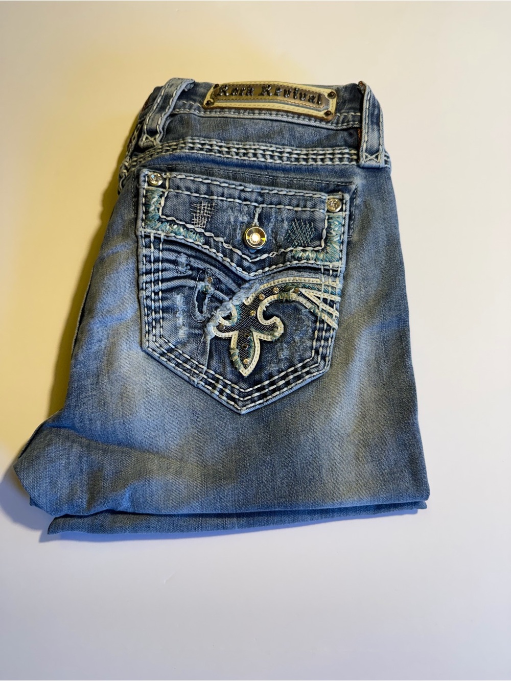 Rock Revival Hyla Mid-Rise Ankle Skinny Jeans Size 30 Embellished